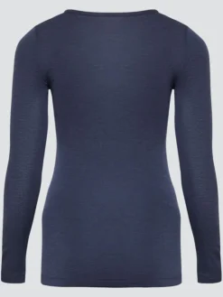 Wolle-Seide Langarm Shirt 2703 in dunkelblau comazo|earth