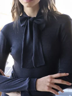 Wolle-Seide Langarmshirt BRISEIDE Schleife von Boglietti