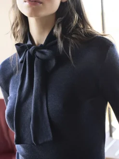 Wolle-Seide Langarmshirt BRISEIDE Schleife von Boglietti