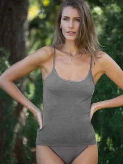 Wolle-Seide Spaghetti Top RUGIADA S/S Pflanzenfarbe uni Madiva Ecofuture®