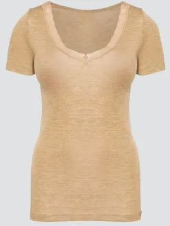 Wolle-Seide T-SHIRT 2703 mit Spitze comazo|earth